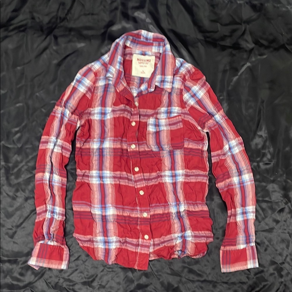 Mossimo Supply Co. Red and Blue Plaid Button Down Shirt